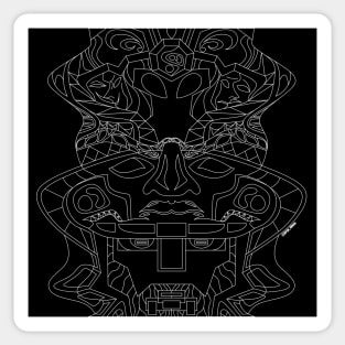 dark robot olmec head ecopop Sticker